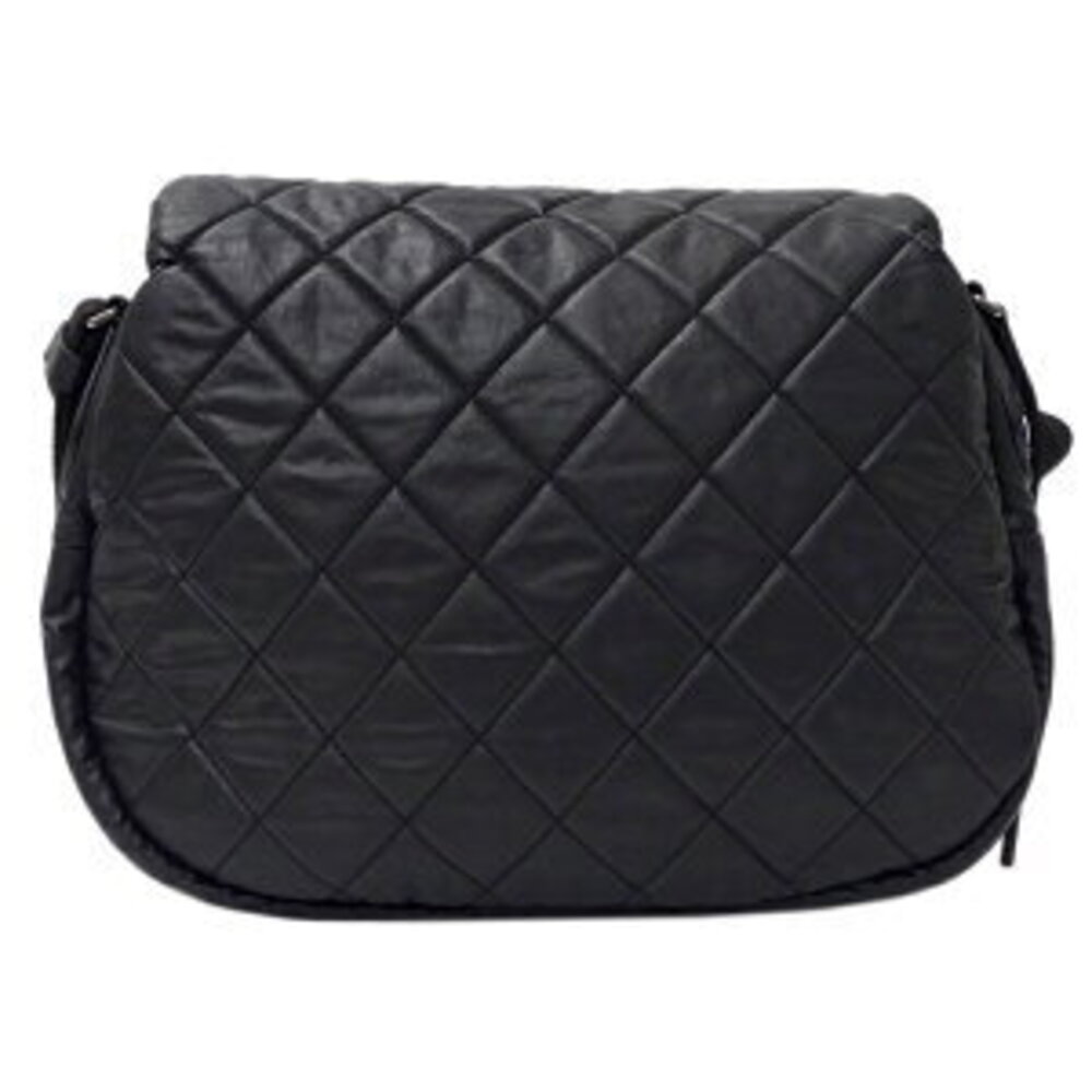Chanel Leather Coated Quilted Bag Cocoon Black Shoulder Coco